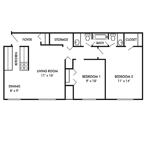 The Maxwell's two bedroom apartment floor plan